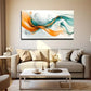 Swirling Orange & Teal Design Wall Art Canvas Office Home Room Framed 120x60cm