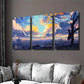 3pcs Beautiful Sunset Seascape Blue Sky & Ocean Wall Art Set Canvas Framed 40x60cm - High Quality Print 100% Australian Made Wall Canvas Ready to Hang