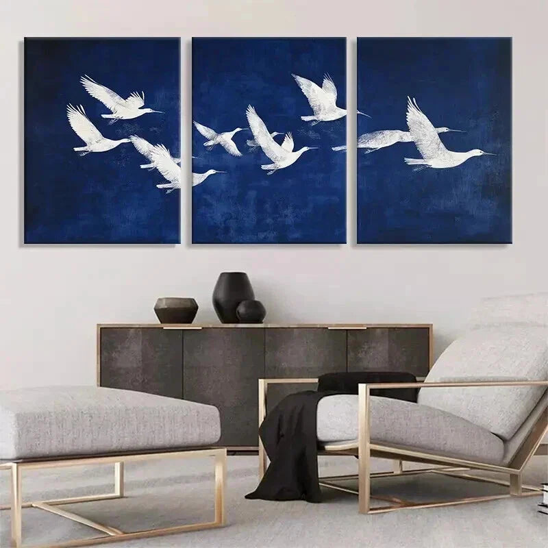 3pcs Elegant White Birds in Flight Prefect Wall Art Set Canvas Framed 40x60cm - High Quality Print 100% Australian Made Wall Canvas Ready to Hang