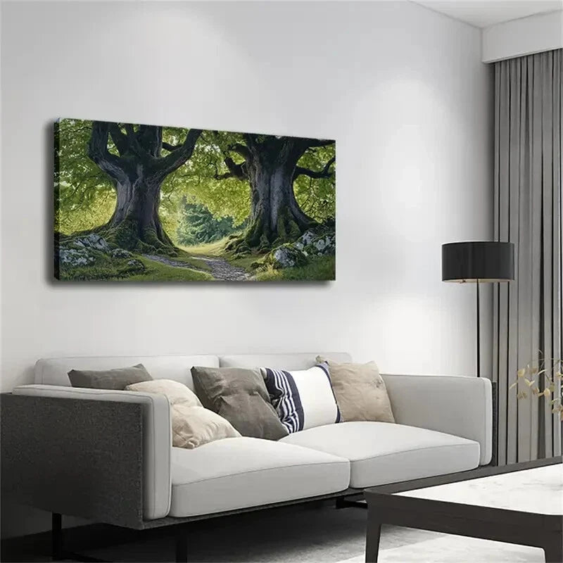 Two Ancient Trees Minimalist Wall Art Canvas Office Home Room Framed 120x60cm