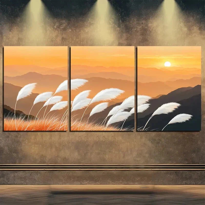 3pcs Autumn Mountain Landscape Shine Perfect Wall Art Set Canvas Framed 40x60cm - High Quality Print 100% Australian Made Wall Canvas Ready to Hang