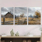 3pcs Rustic Farmhouse Autumn Landscape Serene Metal Print Ready to Hang Art