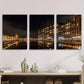 3pcs Amsterdam Canal Night Cityscape Night Metal Print Ready to Hang Art