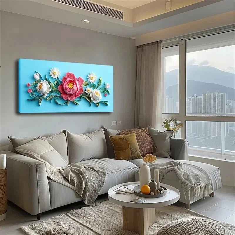 Pink And White Flower Branche Wall Art Canvas Office Home Room Framed 120x60cm