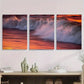 3pcs Vibrant Sunset Over the Sea Metal Print Ready to Hang Art