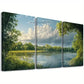 3pcs Serene River & Clouds And Green Nature Wall Art Set Canvas Framed 40x60cm - High Quality Print 100% Australian Made Wall Canvas Ready to Hang