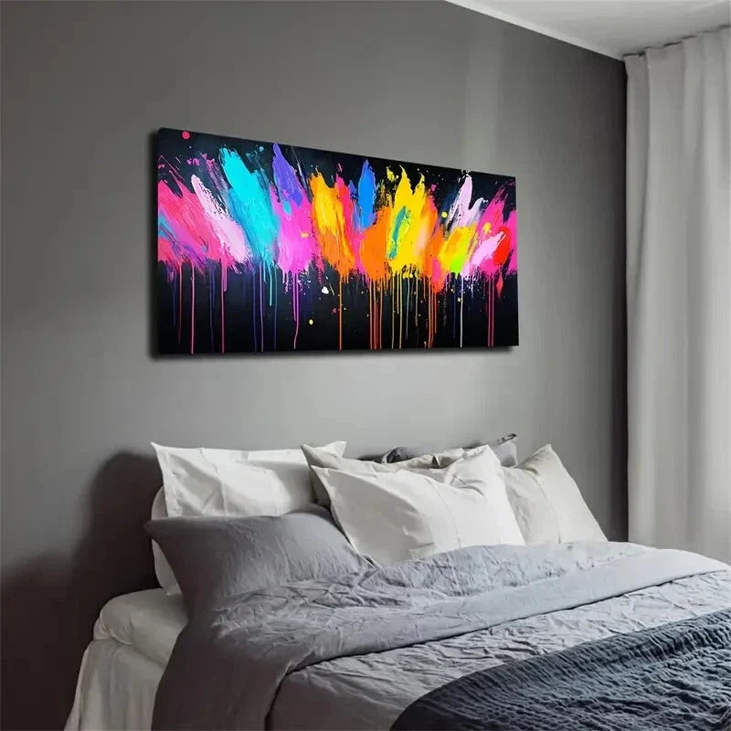 Colorful Pigments Are Presented Art Canvas Office Home Room Framed 120x60cm