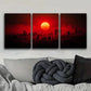 3pcs The moon over the city Metal Print Ready to Hang Art
