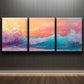 3pcs Colorful Beauty Ocean Waves at Sunset Water Wall Art Set Canvas Framed 40x60cm - High Quality Print 100% Australian Made Wall Canvas Ready to Hang