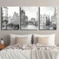 3pcs Drawing Vintage Architecture And Urban Wall Art Set Canvas Framed 40x60cm - High Quality Print 100% Australian Made Wall Canvas Ready to Hang