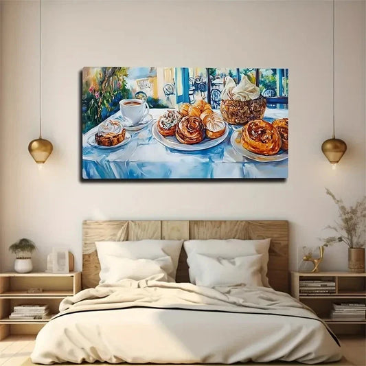 Food On The Table Minimalist Wall Art Canvas Office Home Room Framed 80x45cm