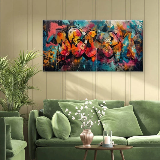 Abstract Spray Paint Mural Wall Art Canvas Office Home Room Framed 80x45cm