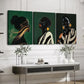3pcs Black Women's Black & White Golden Wall Art Set Canvas Framed 40x60cm - High Quality Print 100% Australian Made Wall Canvas Ready to Hang