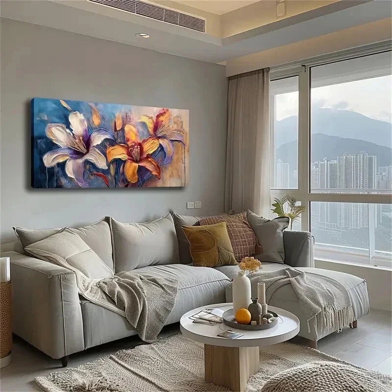 Vibrant Purple Orange Yellow Wall Art Canvas Office Home Room Framed 120x60cm