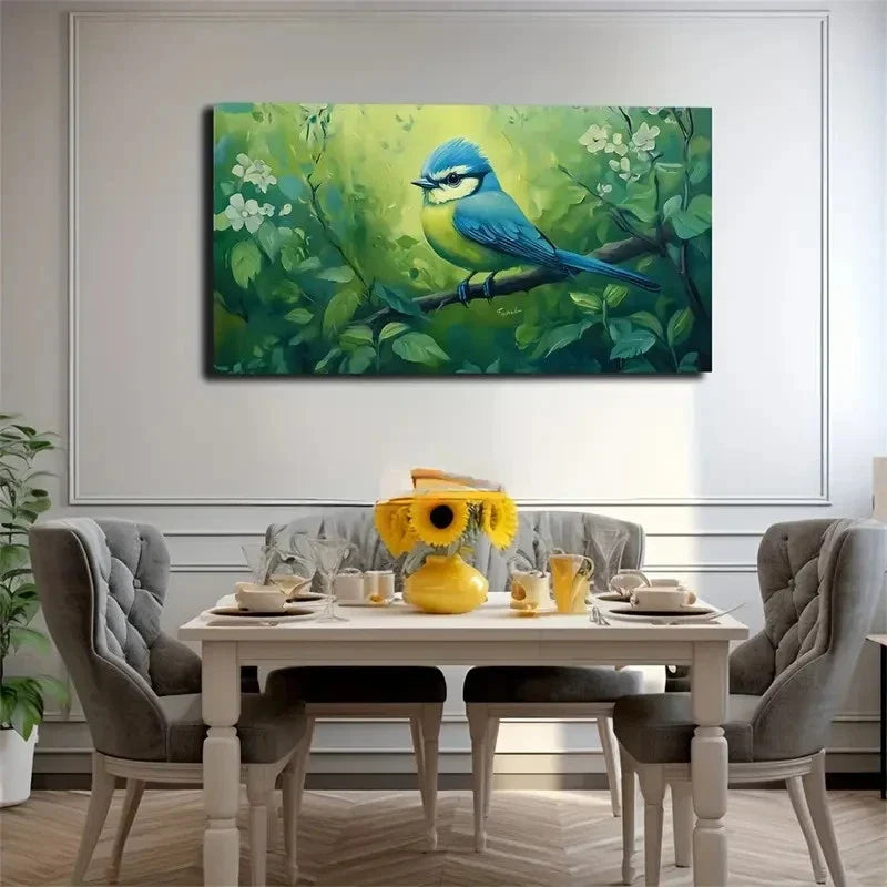 Standing Bird On Branches Wall Art Canvas Office Home Room Framed 80x45cm