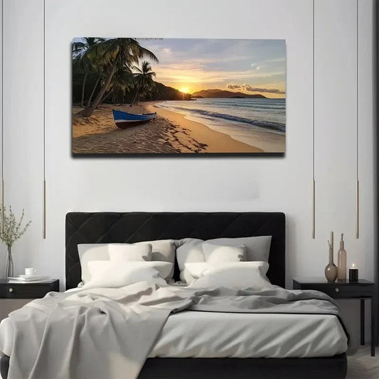Modern Bohemian Coastal Wall Art canvas office home room framed 120x60cm
