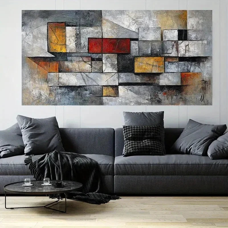 Abstract Geometric Shapes Wall Art Canvas Office Home Room Framed 120x60cm