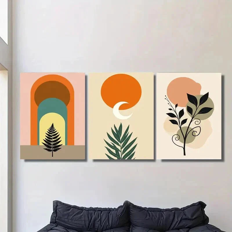 3pcs Modern Abstract Boho Style Metal Print Ready to Hang Art