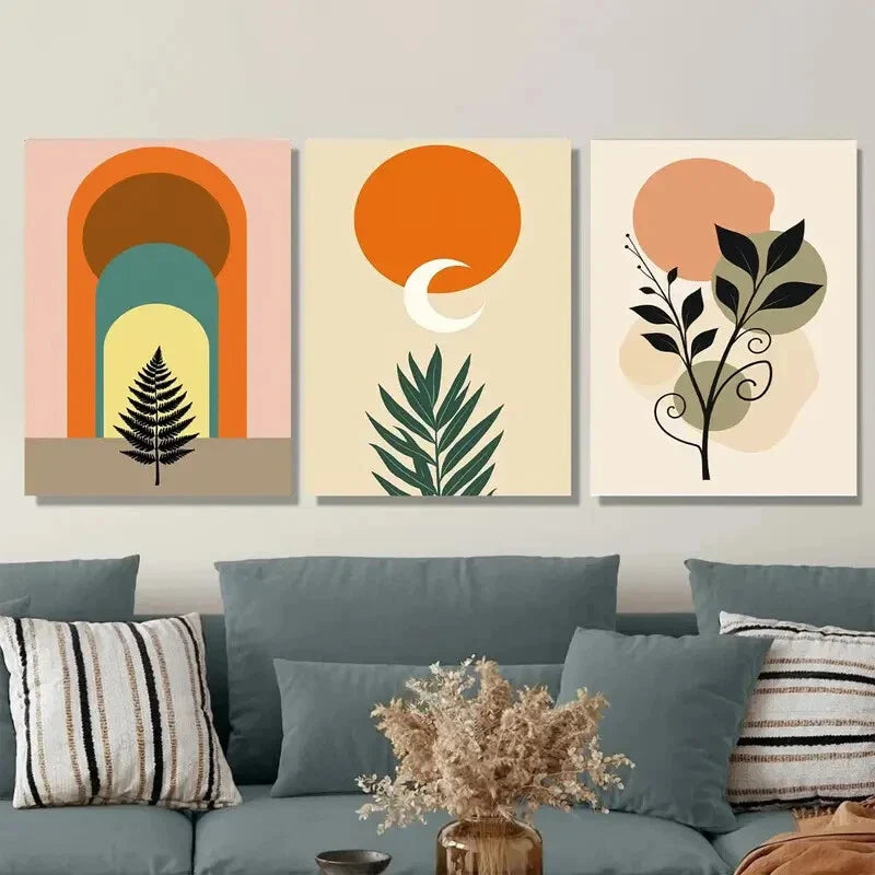 3pcs Modern Abstract Boho Style Metal Print Ready to Hang Art