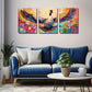 3pcs Colorful Feather Design Wall Art Set Canvas Framed 40x60cm - High Quality Print 100% Australian Made Wall Canvas Ready to Hang