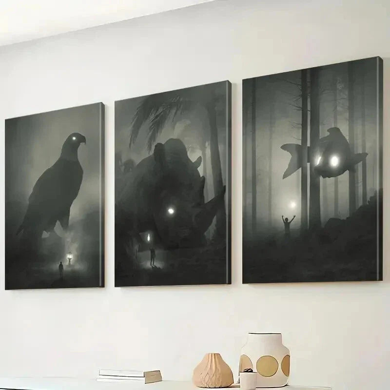 3pcs  Mystical Forest & Eagle Wall Art Set Canvas Framed 40x60cm - High Quality Print 100% Australian Made Wall Canvas Ready to Hang