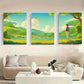 3pcs A Painting of a Sunset Over Metal Print Ready to Hang Art