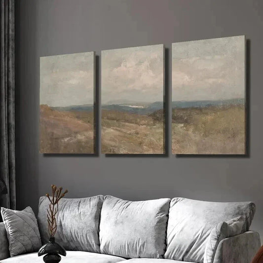 3pcs Vintage Antique Beach Hut Painting Wall Art Set Canvas Framed 40x60cm - High Quality Print 100% Australian Made Wall Canvas Ready to Hang