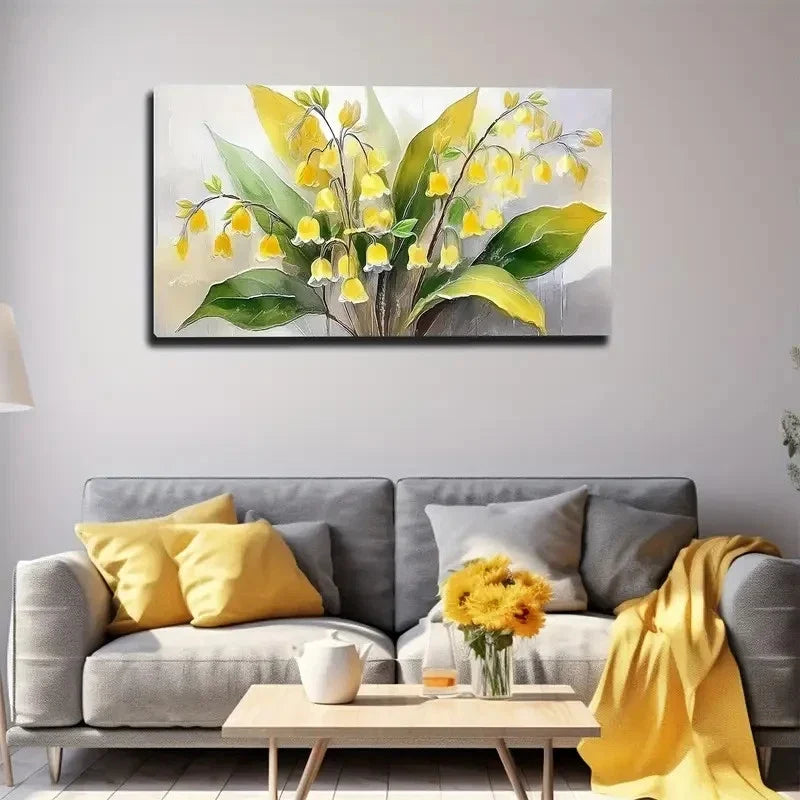 Vibrant Yellow Flowers Wall Art Canvas Office Home Room Framed 80x45cm