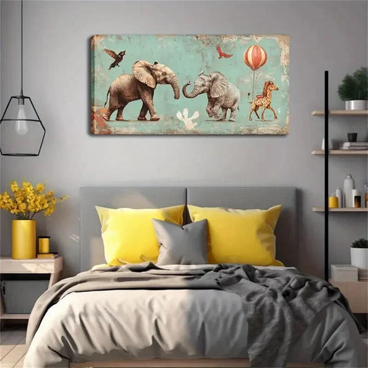 The Picture Presents Fun Animal Wall Art Canvas Office Home Room Framed 120x60cm