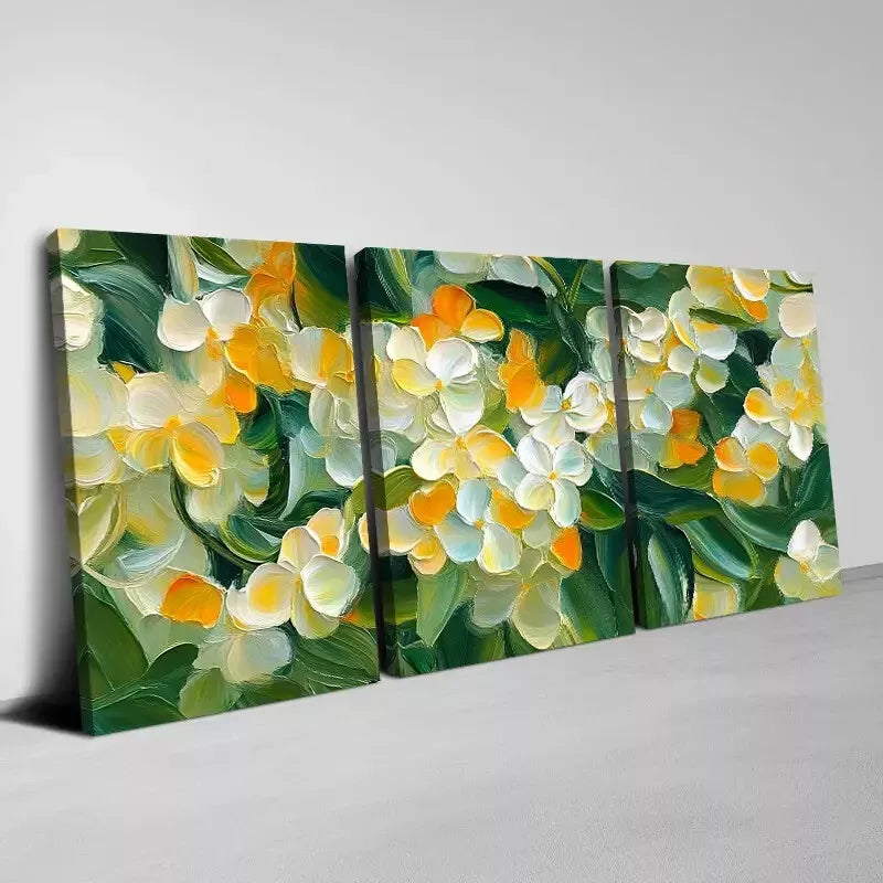 3pcs Beautiful Soft Flowers with Greenery Wall Art  Set Canvas Framed 40x60cm - High Quality Print 100% Australian Made Wall Canvas Ready to Hang
