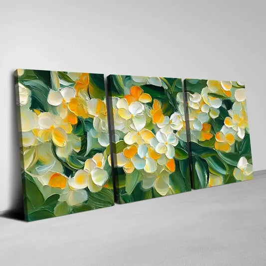 3pcs Beautiful Soft Flowers with Greenery Wall Art  Set Canvas Framed 40x60cm - High Quality Print 100% Australian Made Wall Canvas Ready to Hang