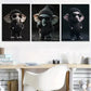 3pcs  Cool Elephant with knitted hat and sunglass Wall Art Set Canvas Framed 40x60cm - High Quality Print 100% Australian Made Wall Canvas Ready to Hang
