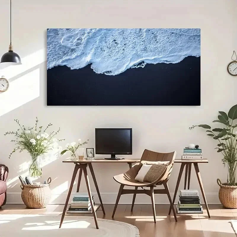 Deco Seaside Rustic Landscape Wall Art Canvas Office Home Room Framed 80x45cm