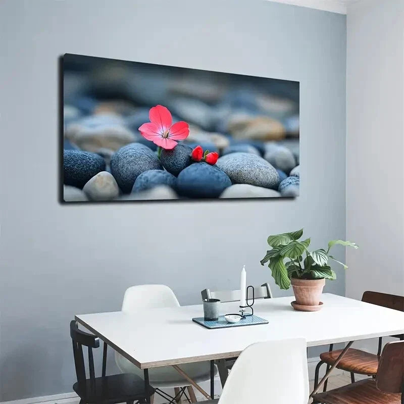 Realistic Plum Blossom on Stone Wall Art Canvas Office Home Room Framed 120x60cm