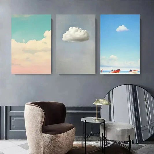 3pcs Tranquil Skies and Soft Clouds Metal Print Ready to Hang Art