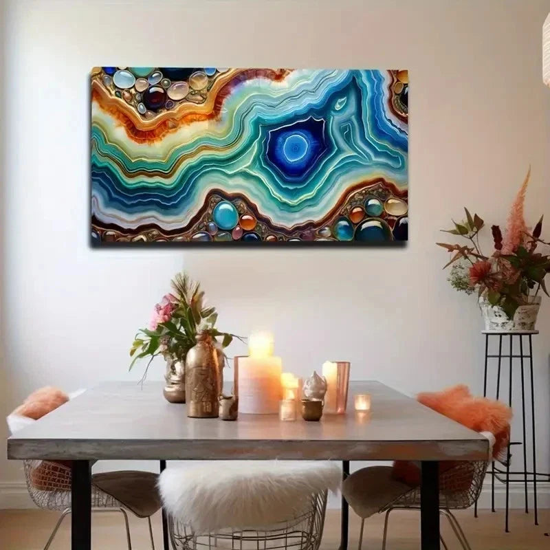Eye-Catching Gemstone Stripes Wall Art Canvas Office Home Room Framed 120x60cm