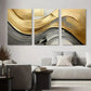 3pcs Golden and Silvery Wavy Design Metal Print Ready to Hang Art