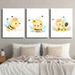 3pcs Cartoon Bees Flowers & Butterflies Wall Art Set Canvas Framed 40x60cm - High Quality Print 100% Australian Made Wall Canvas Ready to Hang