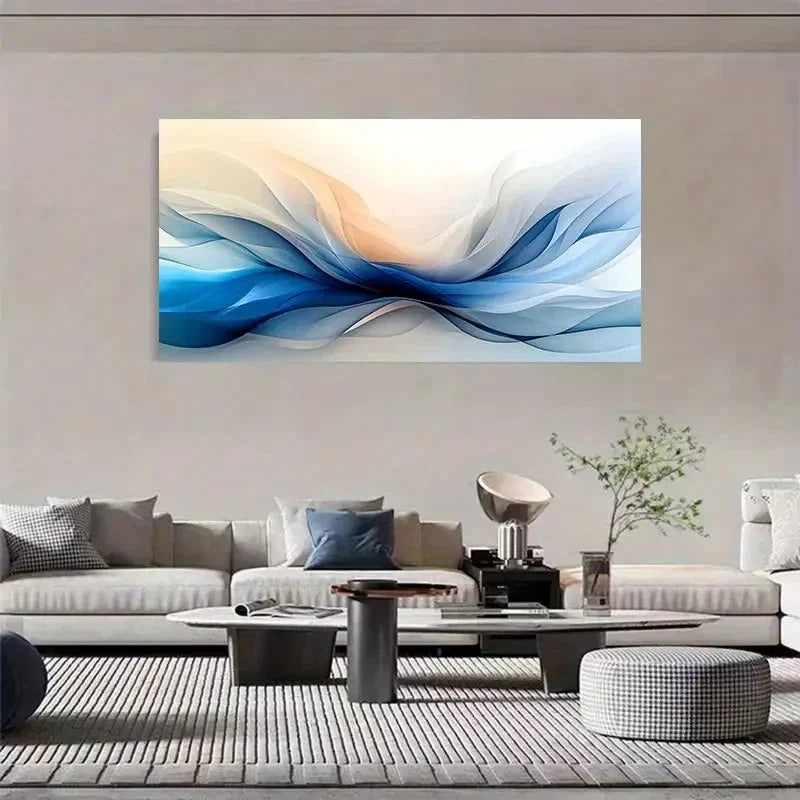 Modern Abstract Wave Decor Wall Art Canvas Office Home Room Framed 120x60cm