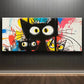 3pcs Abstract Cute Black Cat Colorful Perfect Wall Art Set Canvas Framed 40x60cm - High Quality Print 100% Australian Made Wall Canvas Ready to Hang