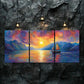 3pcs Boat Navigating On The River Perfect Wall Art Set Canvas Framed 40x60cm - High Quality Print 100% Australian Made Wall Canvas Ready to Hang