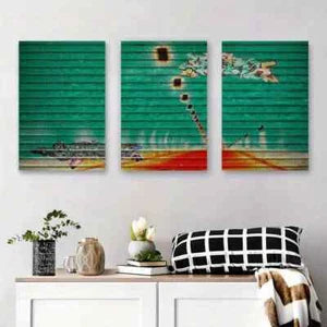 3pcs Urban Graffiti Modern Abstract Metal Print Ready to Hang Art