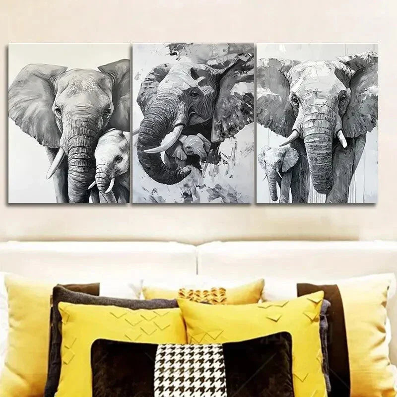 3pcs Majestic elephant Design Metal Print Ready to Hang Art