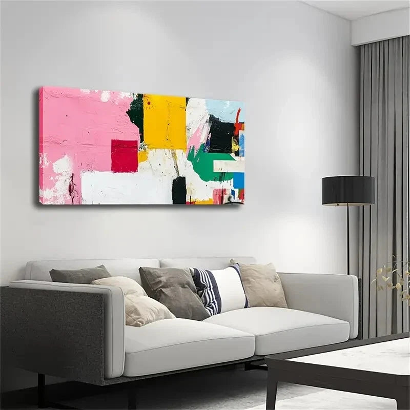 Abstract Color Block Vibcrant Wall Art Canvas Office Home Room Framed 120x60cm
