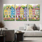 3pcs Colorful House and Flower Vibrant Street Metal Print Ready to Hang Art