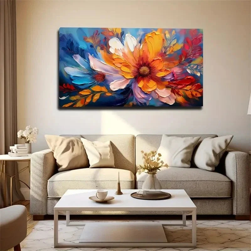 Colorful Vibrant Floral Party Wall Art Canvas Office Home Room Framed 120x60cm
