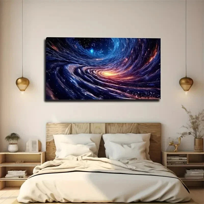 Vibrant Space Galaxy Movement Wall Art Canvas Office Home Room Framed 120x60cm