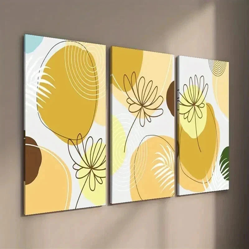 3pcs Simple Watercolor Style Shapes And Flowers Wall Art Set Canvas Framed 40x60cm - High Quality Print 100% Australian Made Wall Canvas Ready to Hang