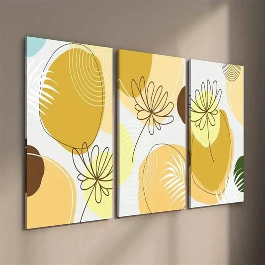3pcs Simple Watercolor Style Shapes And Flowers Wall Art Set Canvas Framed 40x60cm - High Quality Print 100% Australian Made Wall Canvas Ready to Hang