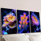 3pcs Fantasy Glowing Coral Reefs Sea Life Wall Art Set Canvas Framed 40x60cm - High Quality Print 100% Australian Made Wall Canvas Ready to Hang
